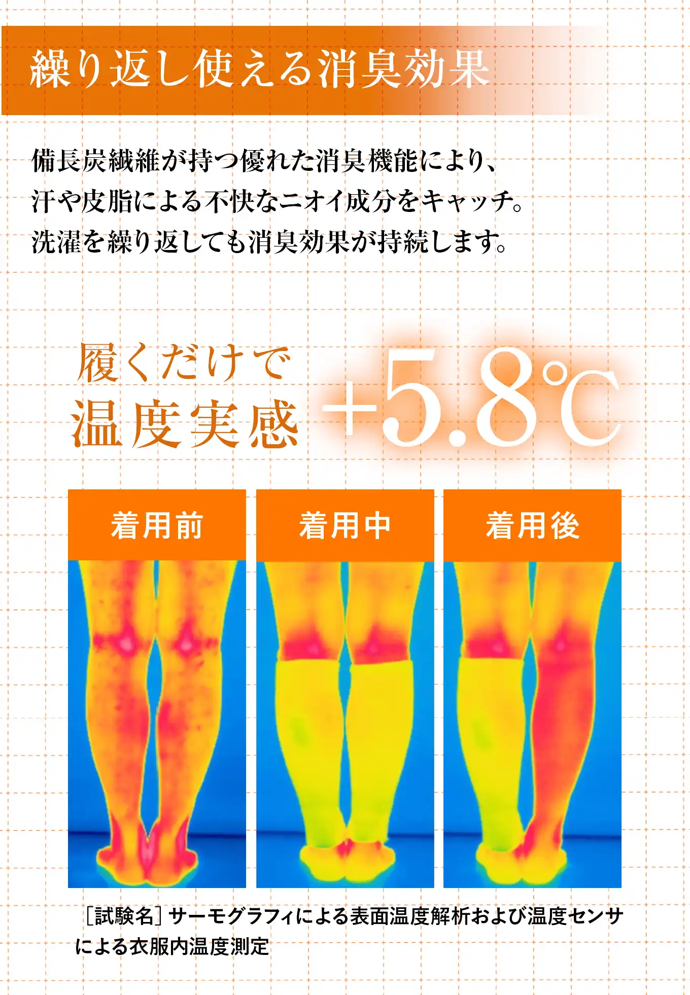 履くヒーター レッグウォーマー│繰り返し使える消臭効果