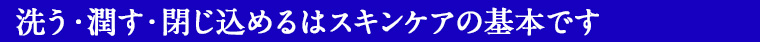 洗う・潤す・閉じ込めるはスキンケアの基本です