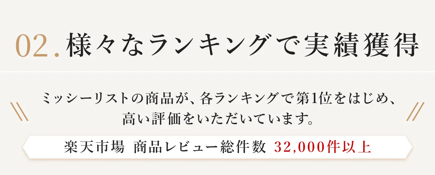 ミッシーリストの商品が数々のランキングで実績を獲得