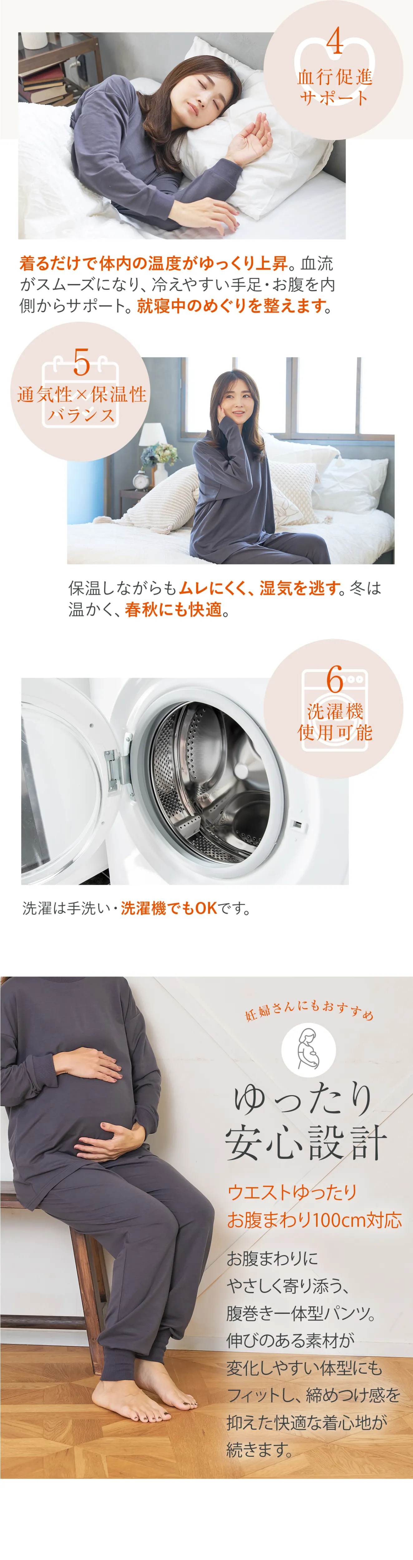 血行促進パジャマ│5つのこだわりポイント 遠赤外線温熱効果 集中温熱ゾーン構造