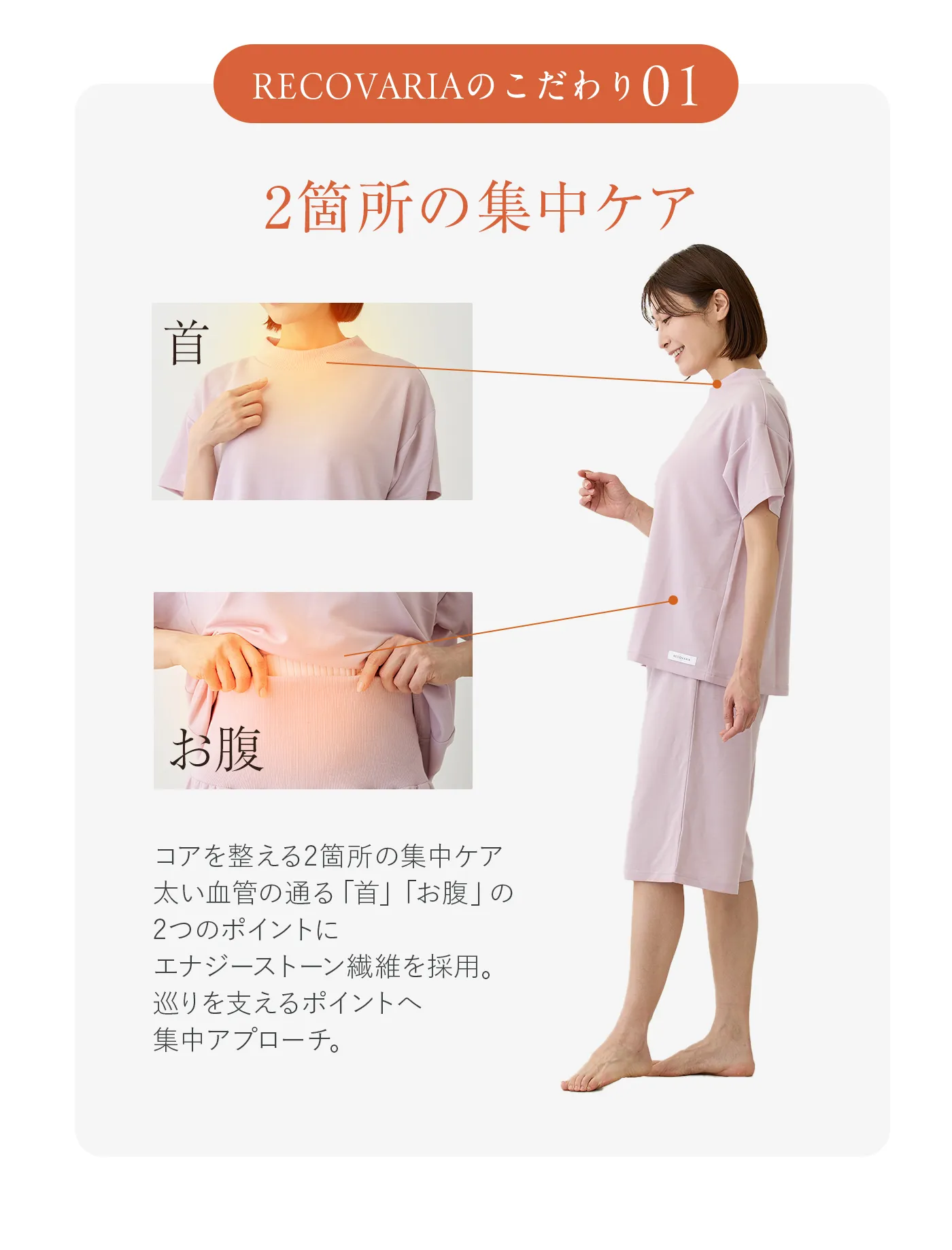 血行促進コアルームウェア│リカバリアのこだわり-2箇所の集中ケア